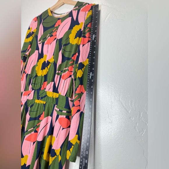 Boden vibrant women Jersey maxi Dress Highland gold pockets Floral size 8L - Picture 5 of 10